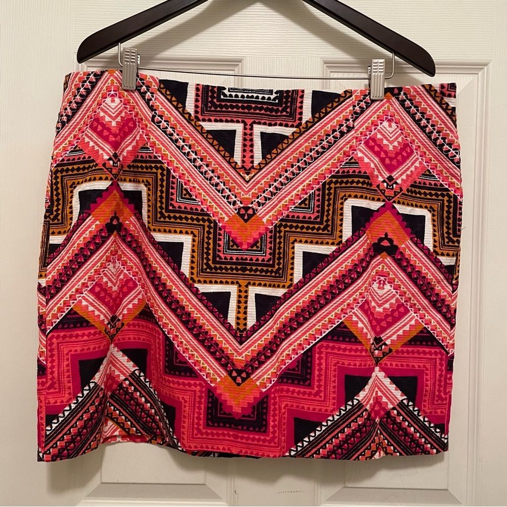 Merona Geometric Tribal Print Mini Skirt Vibrant‎ Multicolor Women's Size 18